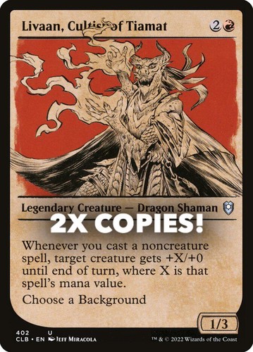 MTG | 2x Livaan, Cultist of Tiamat | Nonfoil | Showcase | CLB-402 | NM