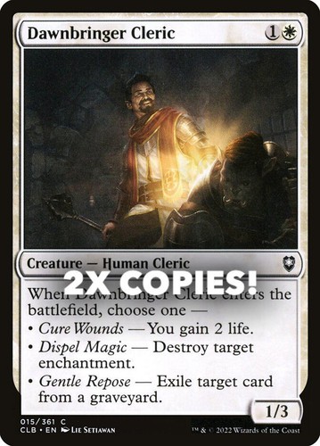MTG | 2x Dawnbringer Cleric | Nonfoil | CLB-15 | NM