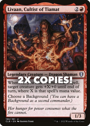 MTG | 2x Livaan, Cultist of Tiamat | Nonfoil | CLB-188 | NM