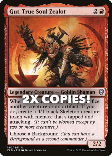 MTG | 2x Gut, True Soul Zealot | Nonfoil | CLB-180 | NM