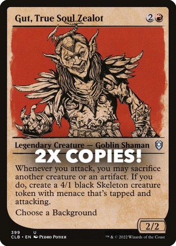 MTG | 2x Gut, True Soul Zealot | Nonfoil | Showcase | CLB-399 | NM