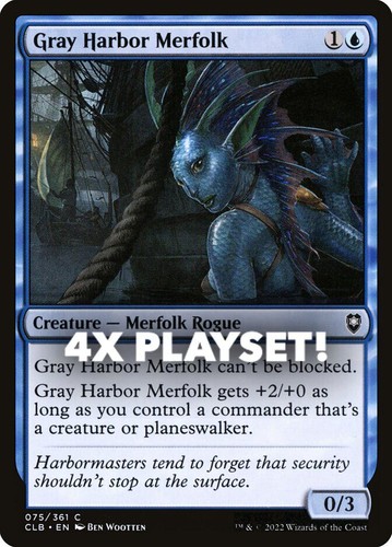 MTG | 4x Gray Harbor Merfolk | Nonfoil | CLB-75 | NM