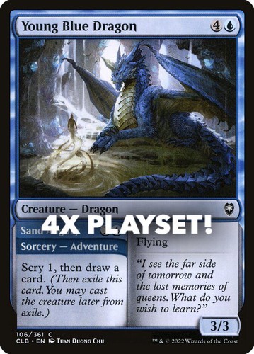 MTG | 4x Young Blue Dragon // Sand Augury | Nonfoil | CLB-106 | NM