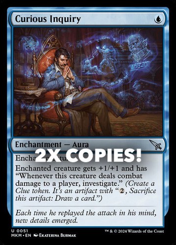 MTG | 2x Curious Inquiry | Nonfoil | MKM-51 | NM